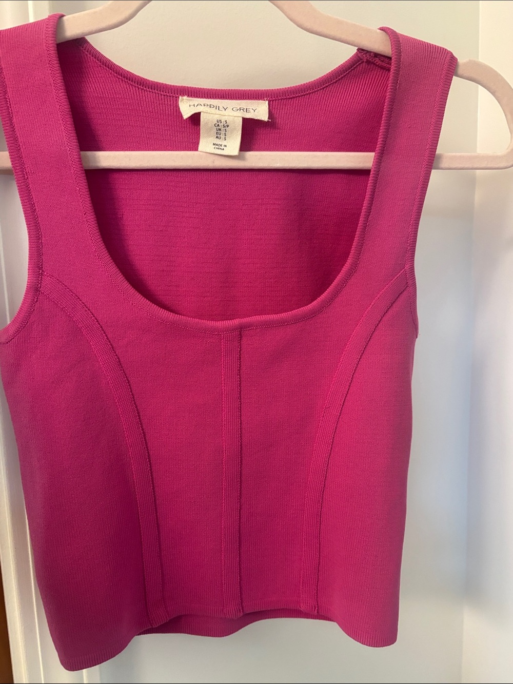 Happily Grey Fuchsia Scoop Neck Crop Top
